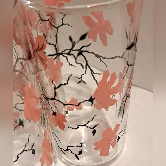 Set of 3 Vintage Federal Glass 4oz Juice Glasses Dogwood Pink and Black. - Picture 6 of 6